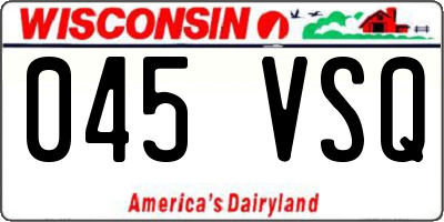 WI license plate 045VSQ