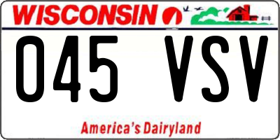 WI license plate 045VSV