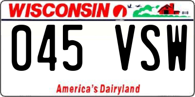 WI license plate 045VSW