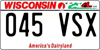 WI license plate 045VSX