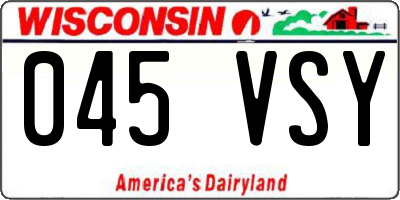 WI license plate 045VSY