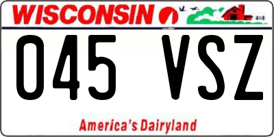 WI license plate 045VSZ
