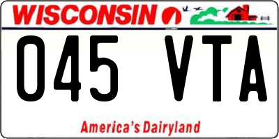 WI license plate 045VTA