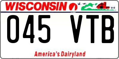 WI license plate 045VTB