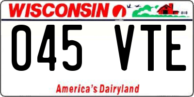 WI license plate 045VTE