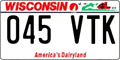 WI license plate 045VTK