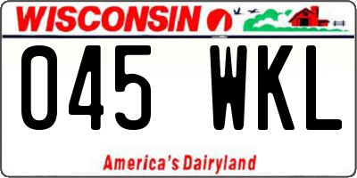WI license plate 045WKL