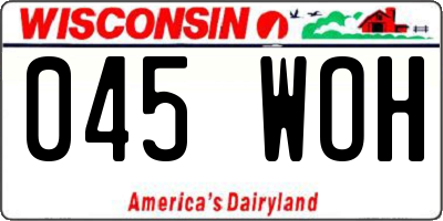 WI license plate 045WOH