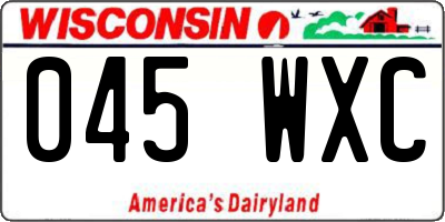 WI license plate 045WXC
