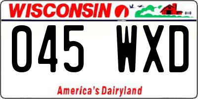 WI license plate 045WXD