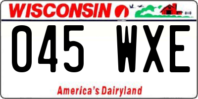 WI license plate 045WXE