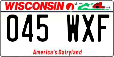 WI license plate 045WXF