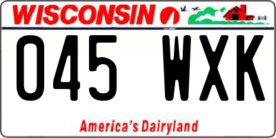 WI license plate 045WXK