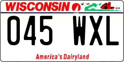 WI license plate 045WXL