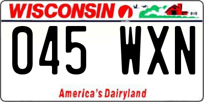 WI license plate 045WXN