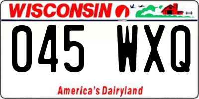 WI license plate 045WXQ