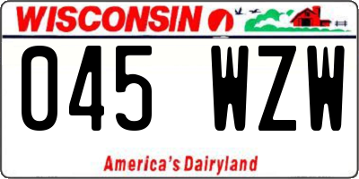 WI license plate 045WZW