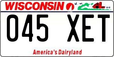 WI license plate 045XET
