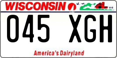 WI license plate 045XGH