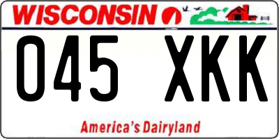 WI license plate 045XKK