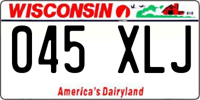 WI license plate 045XLJ