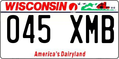 WI license plate 045XMB