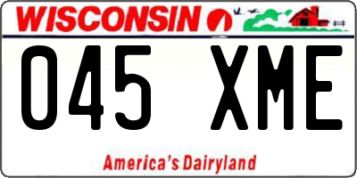 WI license plate 045XME