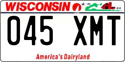 WI license plate 045XMT