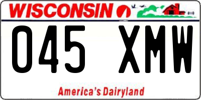 WI license plate 045XMW