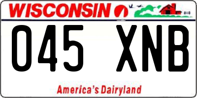 WI license plate 045XNB