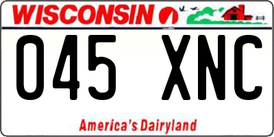 WI license plate 045XNC