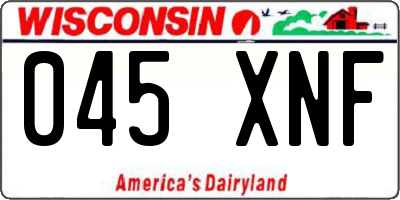 WI license plate 045XNF