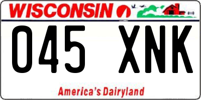 WI license plate 045XNK