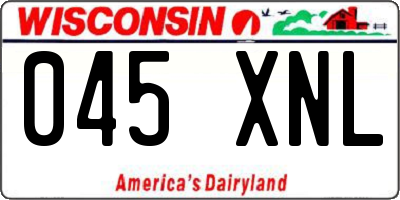 WI license plate 045XNL