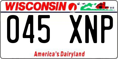 WI license plate 045XNP