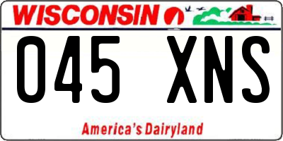 WI license plate 045XNS