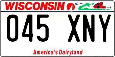 WI license plate 045XNY