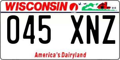 WI license plate 045XNZ