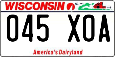 WI license plate 045XOA