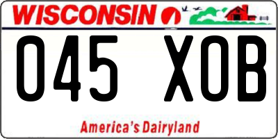 WI license plate 045XOB