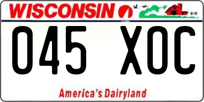 WI license plate 045XOC