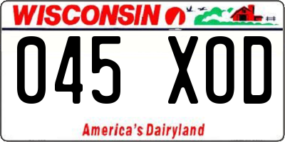 WI license plate 045XOD