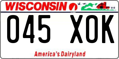 WI license plate 045XOK