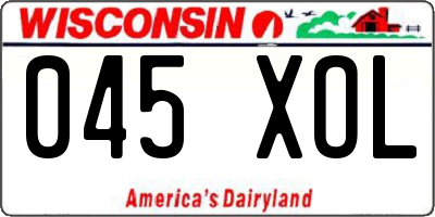 WI license plate 045XOL