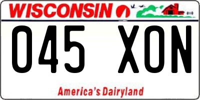 WI license plate 045XON