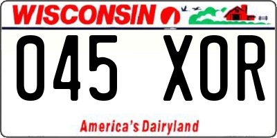 WI license plate 045XOR