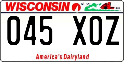 WI license plate 045XOZ