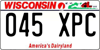 WI license plate 045XPC