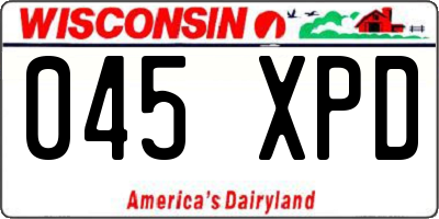 WI license plate 045XPD