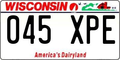 WI license plate 045XPE